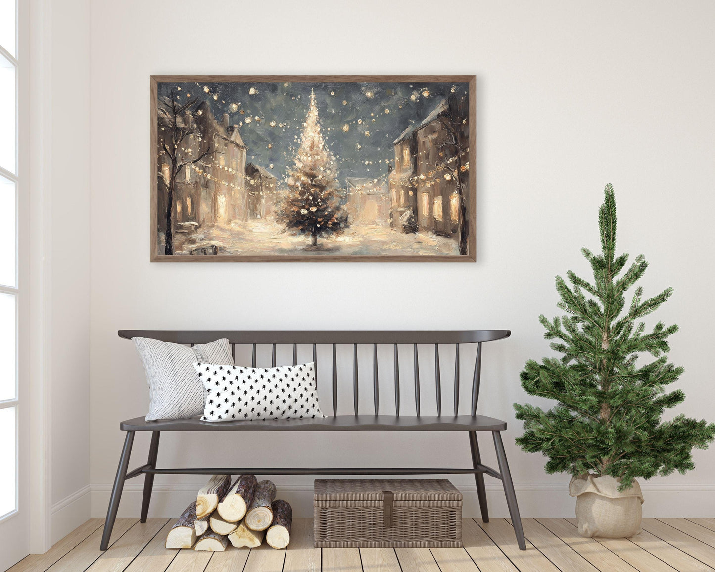 Christmas Tree in Village Frame TV Art