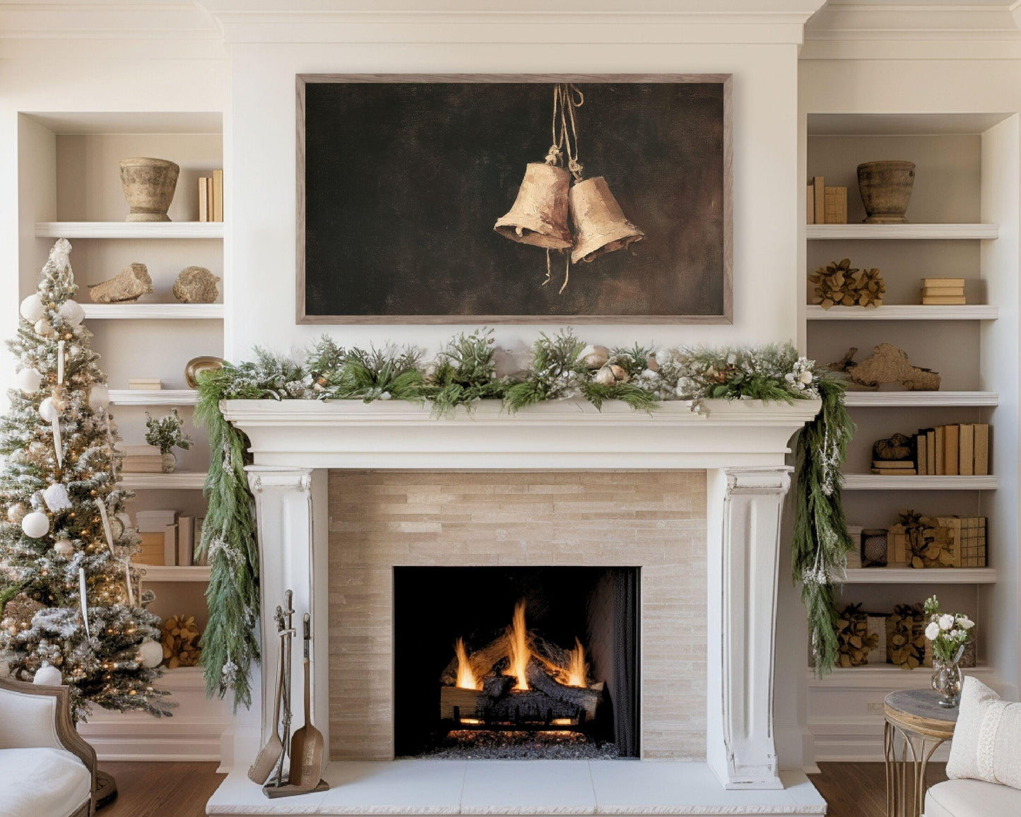 Moody Gold Bells Frame TV Art