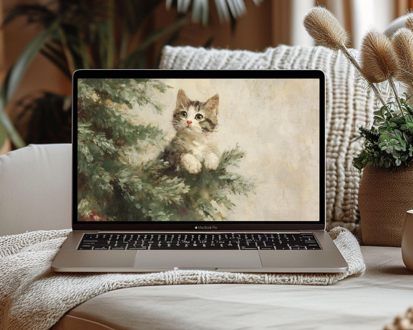 Kitten in Tree Desktop Wallpaper