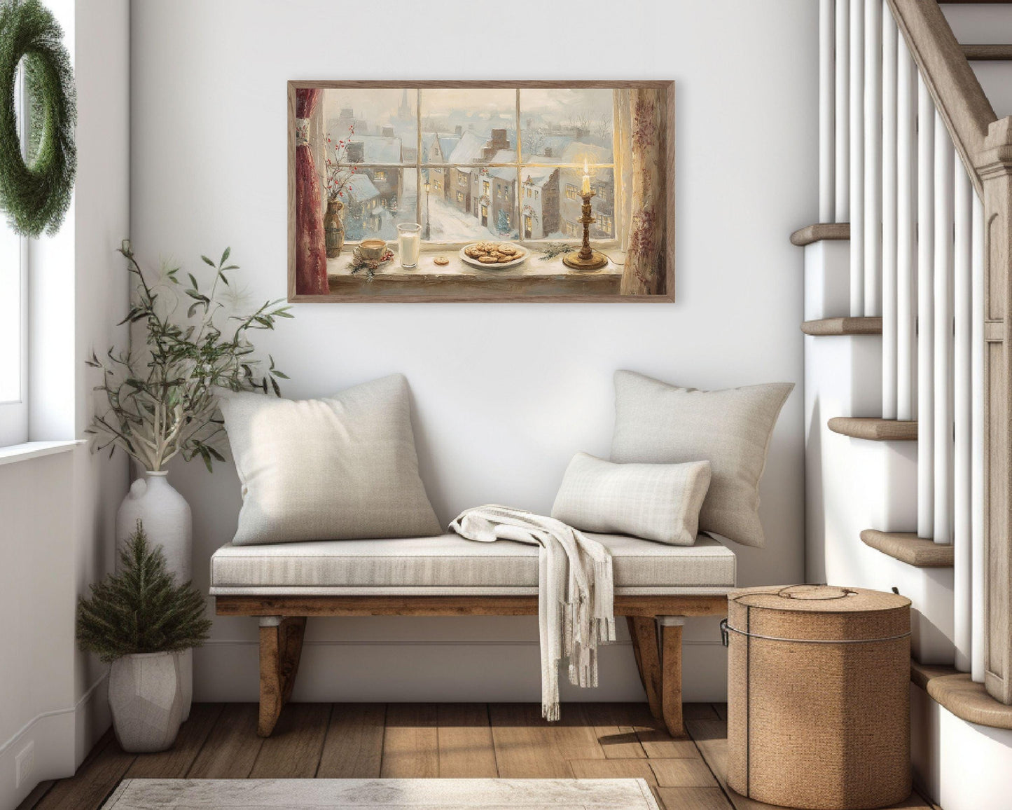 Cozy Christmas Window Frame TV Art