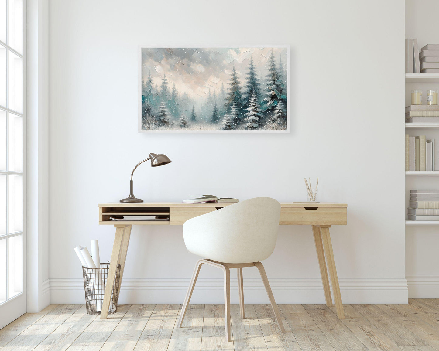 Snow Falling in Forest Christmas Frame TV Art
