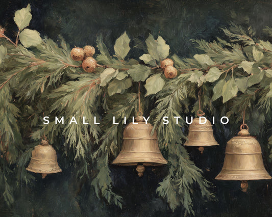 Christmas Bells Desktop Wallpaper Set, Holiday Season Phone Wallpaper, Moody Festive iPhone Wallpaper, Aesthetic iPad Background | WS139