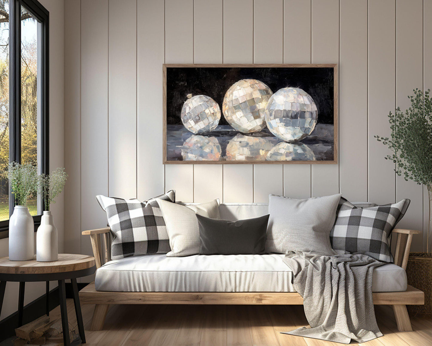 FRAME TV art Mirrorballs, Samsung Frame TV art New Years Celebration, Retro Painting for Party| TV1068