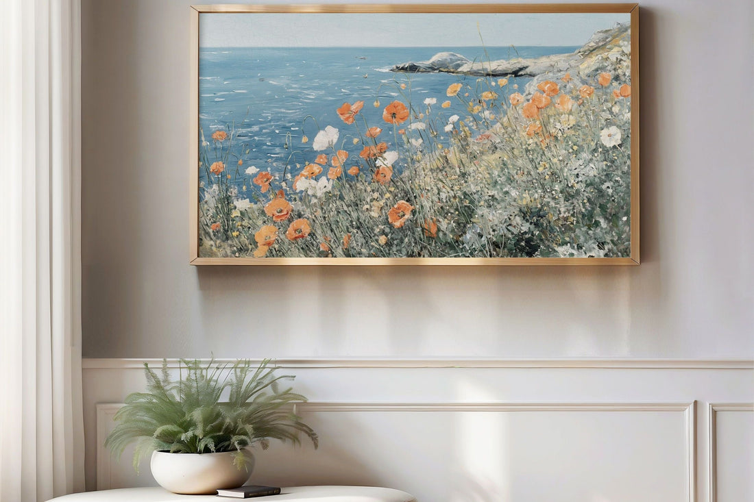 Coastal poppies Frame TV art on a wall