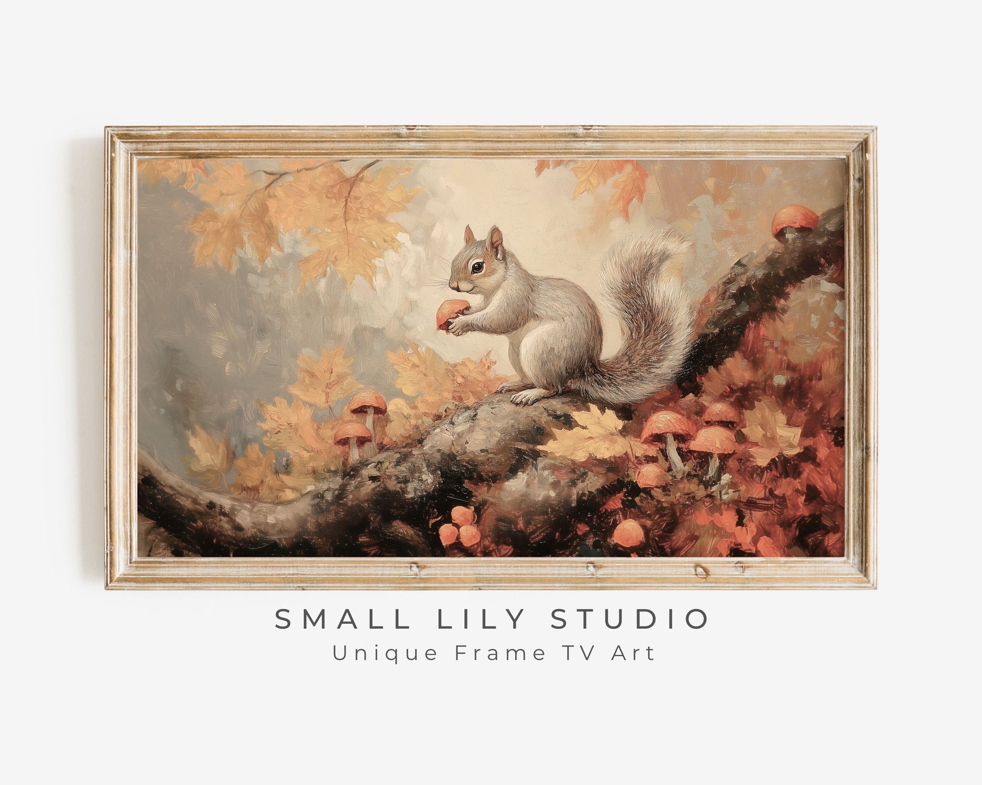 Squirrel and Mushrooms Fall Frame TV Art