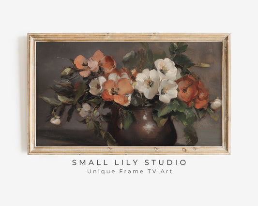 Rustic Moody Flowers Still Life Frame TV Art