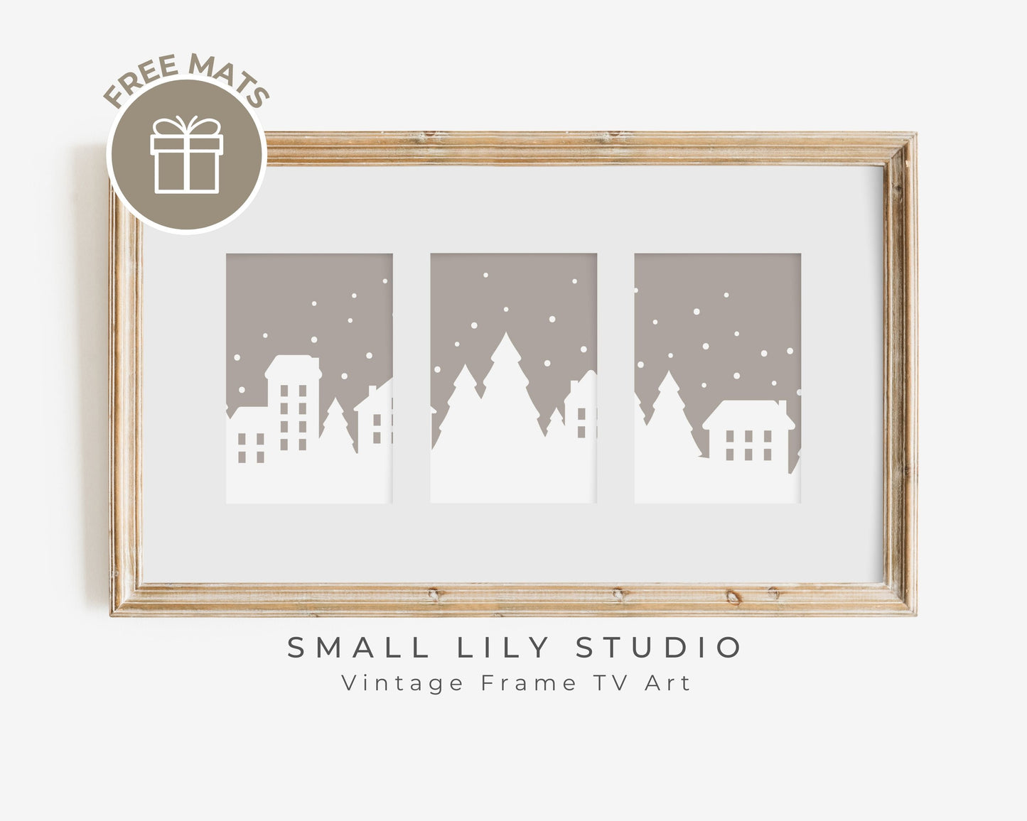 Scandi Christmas Winter Village Frame TV Art