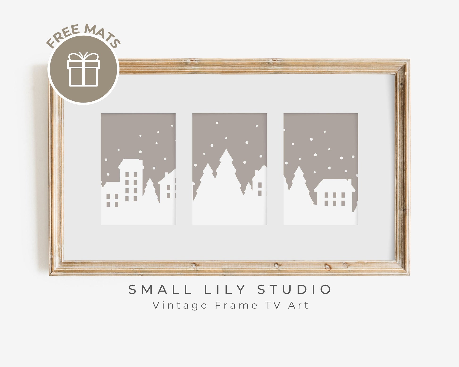 Scandi Christmas Winter Village Frame TV Art