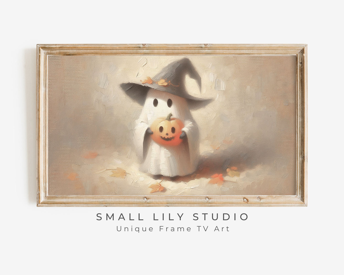 Cute Ghost in Witch's Hat Halloween Frame TV Art