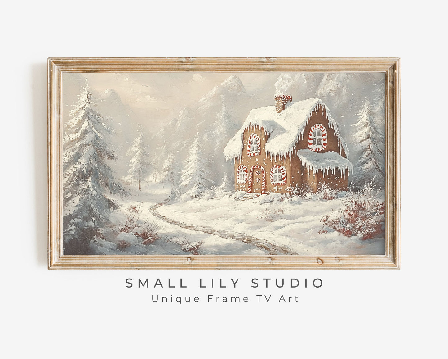 Gingerbread House in Winter Landscape Frame TV Art