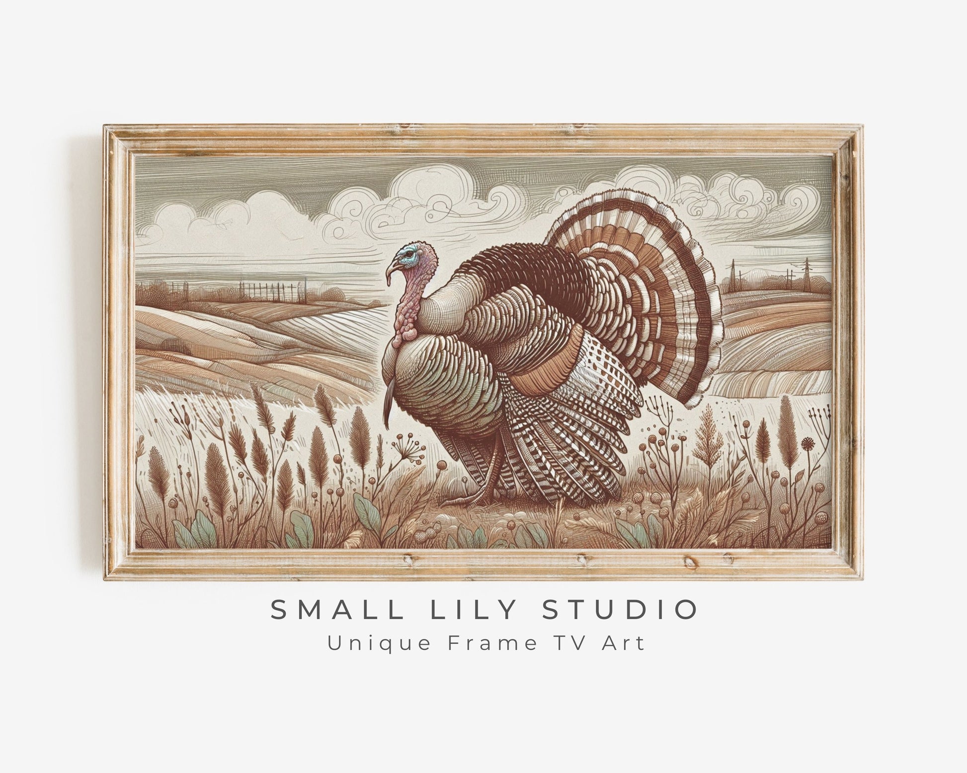 Thanksgiving Frame TV Art Turkey in Countryside