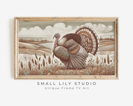 Thanksgiving Frame TV Art Turkey in Countryside