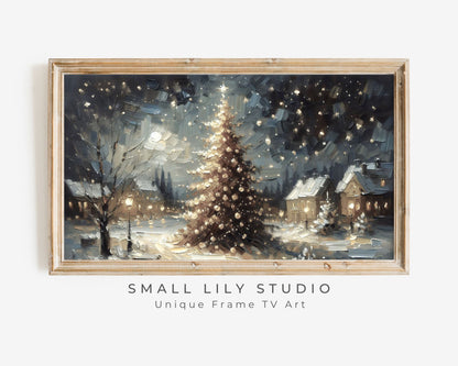 Christmas Tree under Starry Sky Frame TV Art