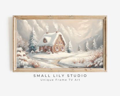 Christmas Frame TV Gingerbread House Art