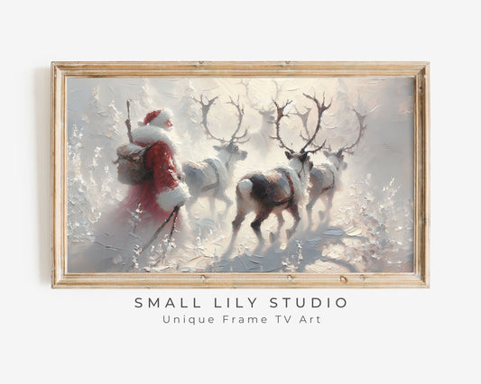 Santa and Reindeer Magical Christmas Frame TV Art