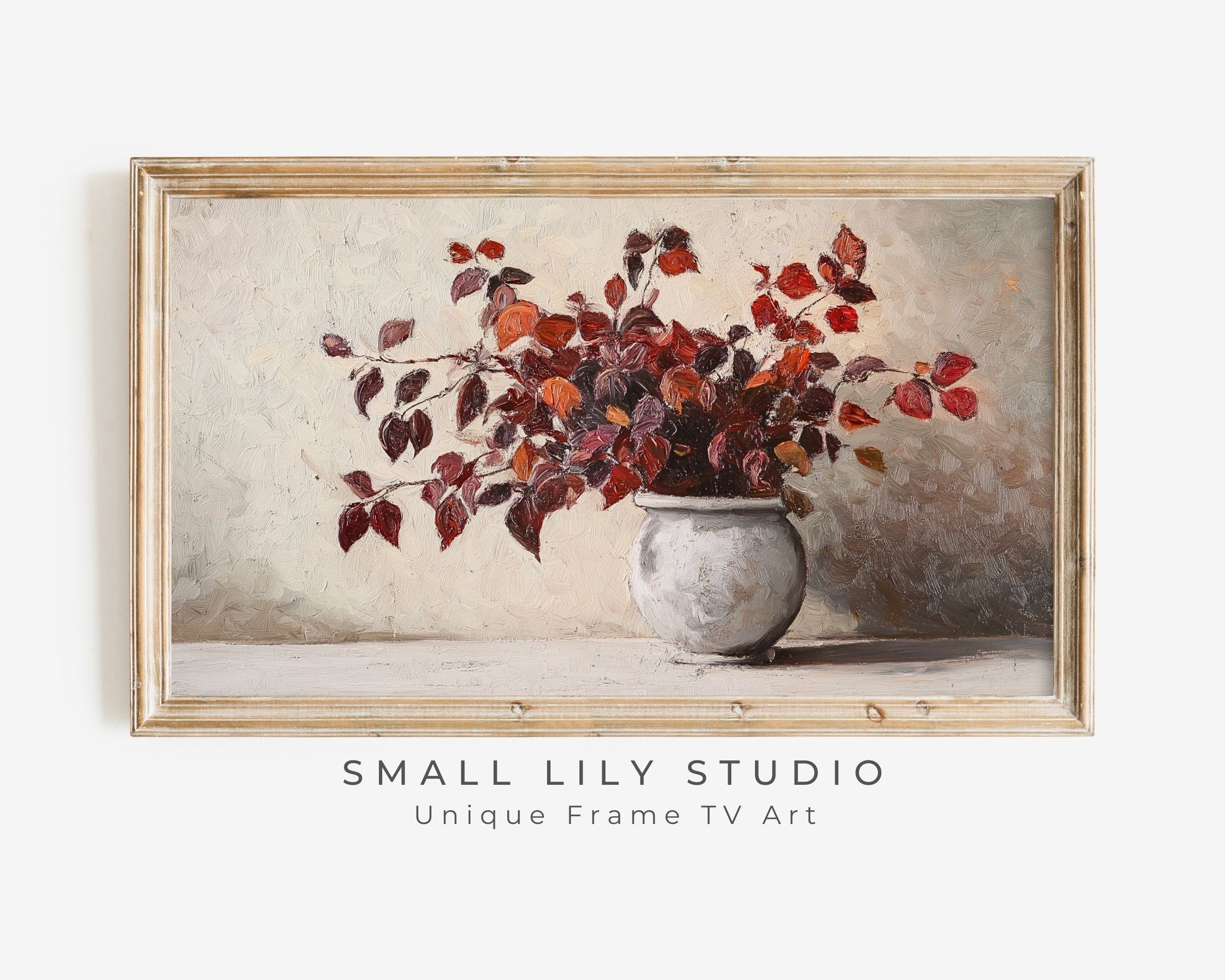 Fall Botanicals Burgundy Leaves Frame TV Art