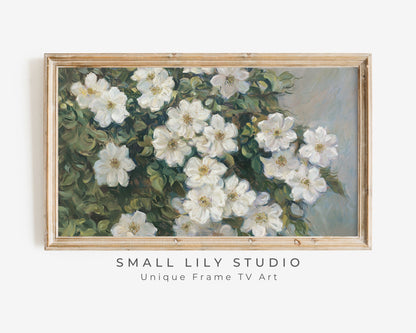 White Flowers Frame TV Art