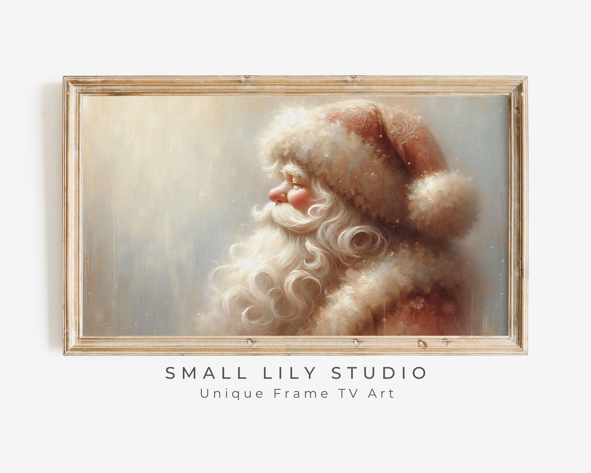 Neutral Santa Portrait Christmas Frame TV Art