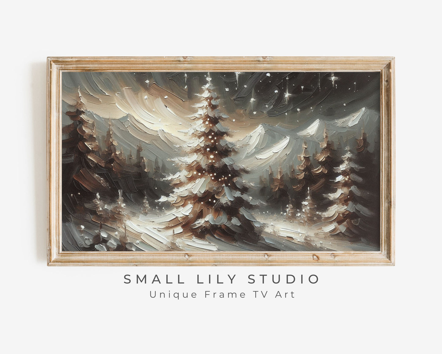 Winter Landscape Pine Tree Frame TV Art