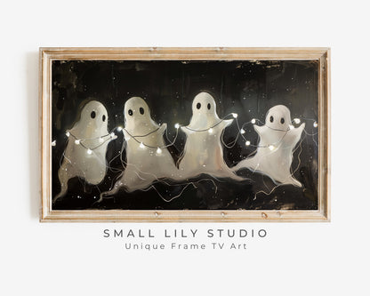 Halloween Ghosts Playing with Lights Frame TV Art