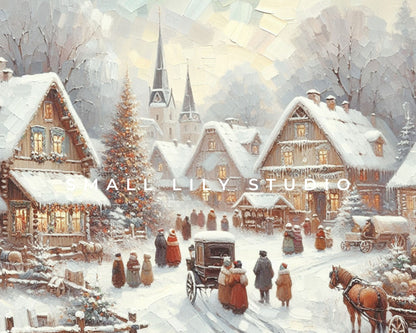 Christmas Village in Winter Frame TV Art