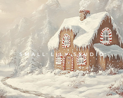 Gingerbread House in Winter Landscape Frame TV Art