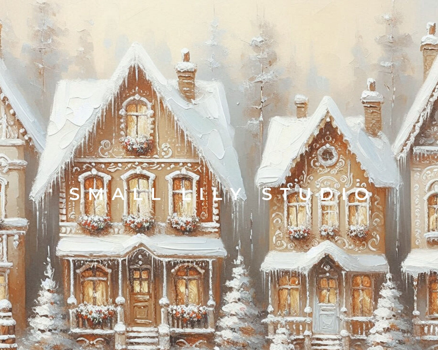 Gingerbread Houses Christmas Frame TV Art