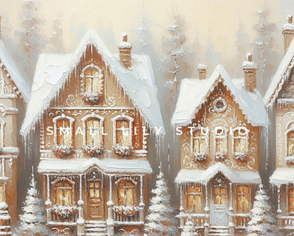 Gingerbread Houses Christmas Frame TV Art