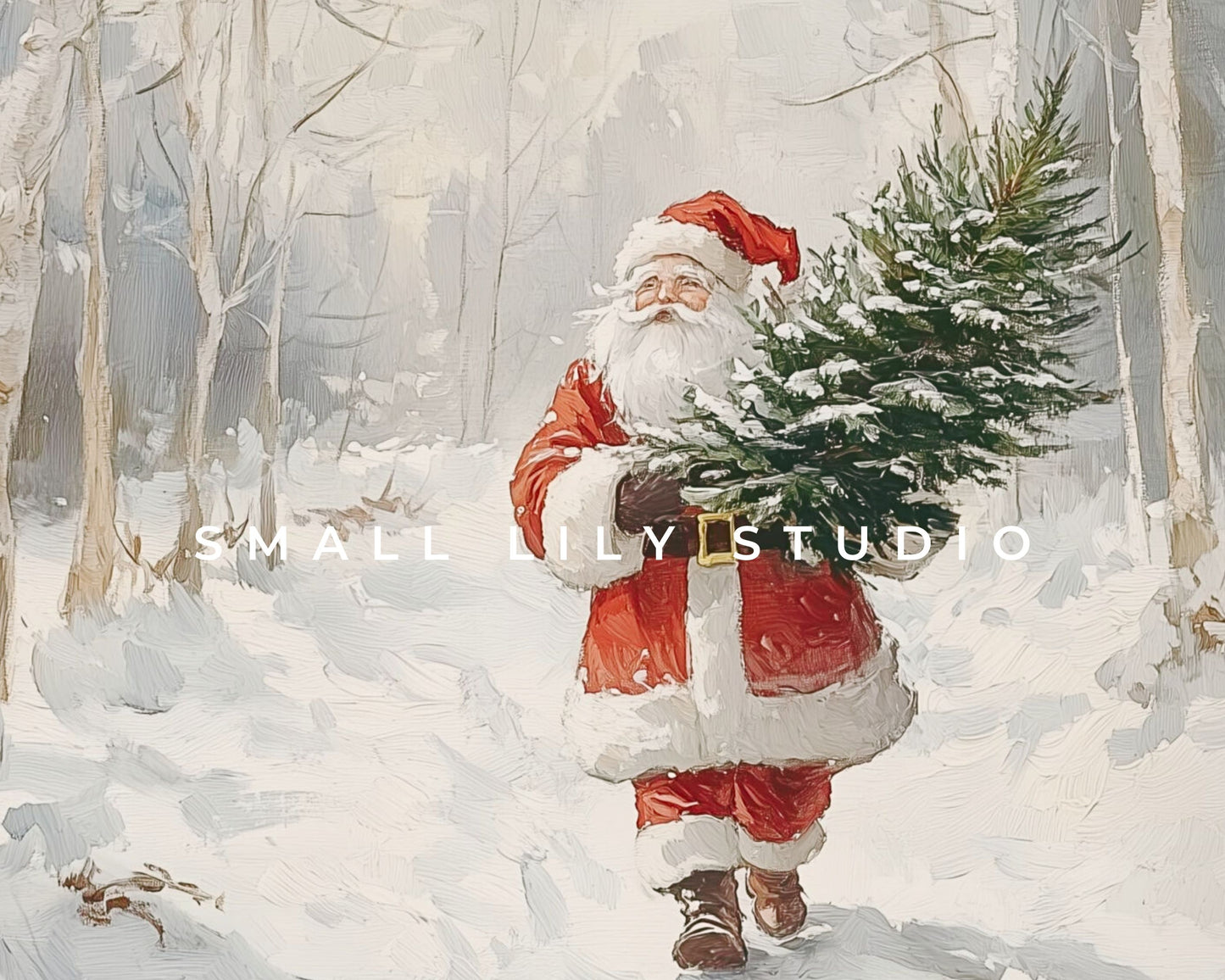 Santa in the Snow Christmas Frame TV Art