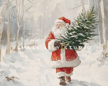 Santa in the Snow Christmas Frame TV Art