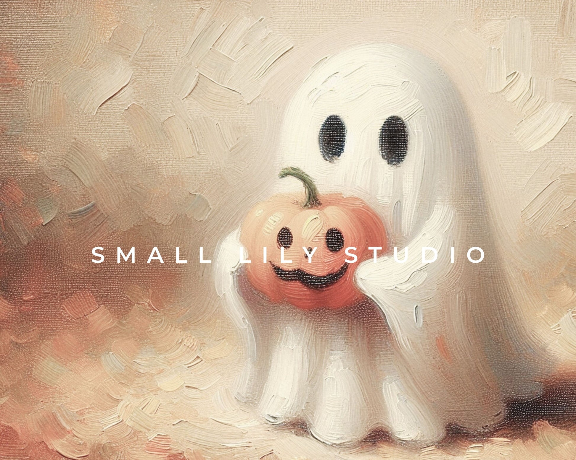 Halloween Ghost Holding Pumpkin Frame TV Art