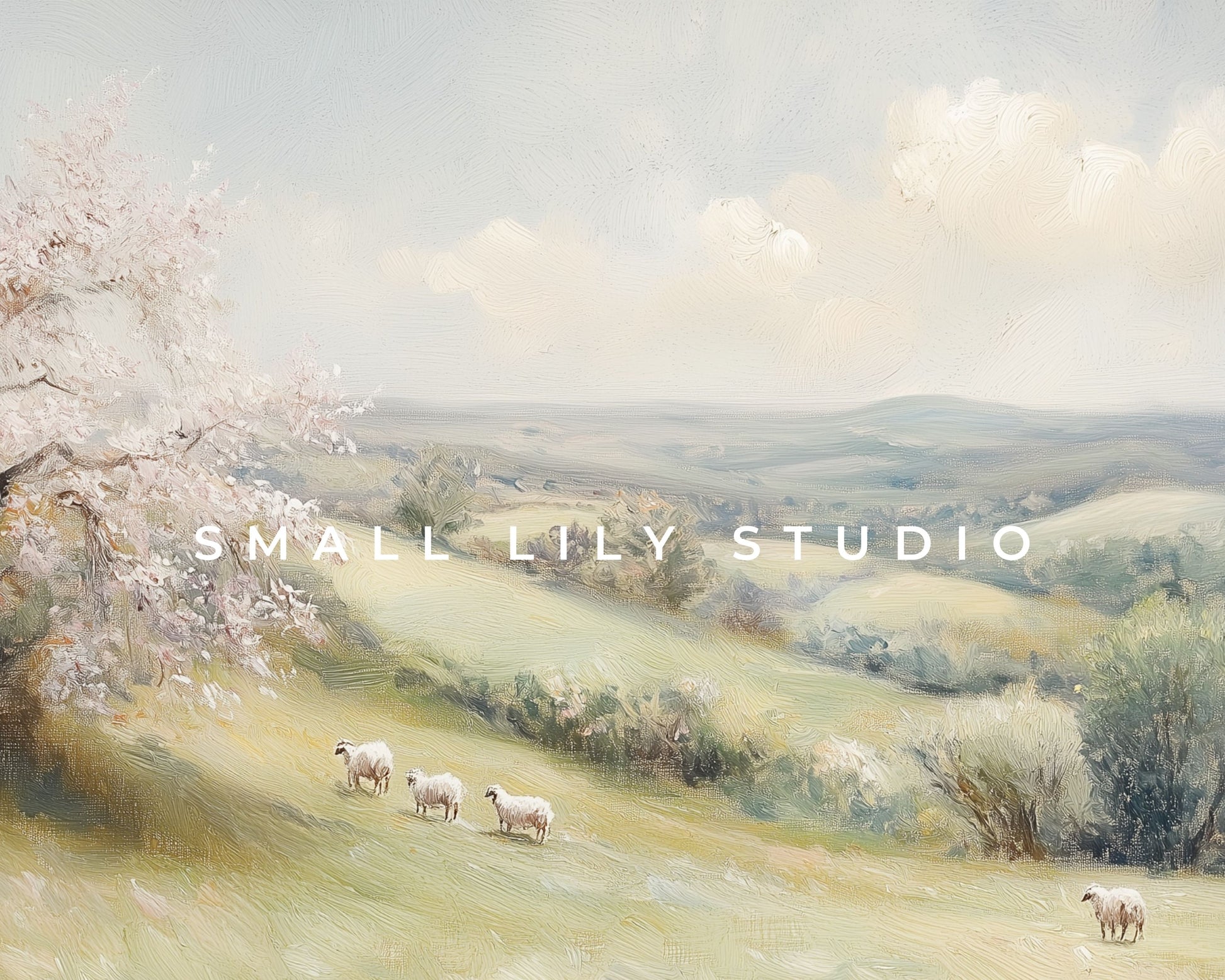 Sheep in Spring Landscape Frame TV Art