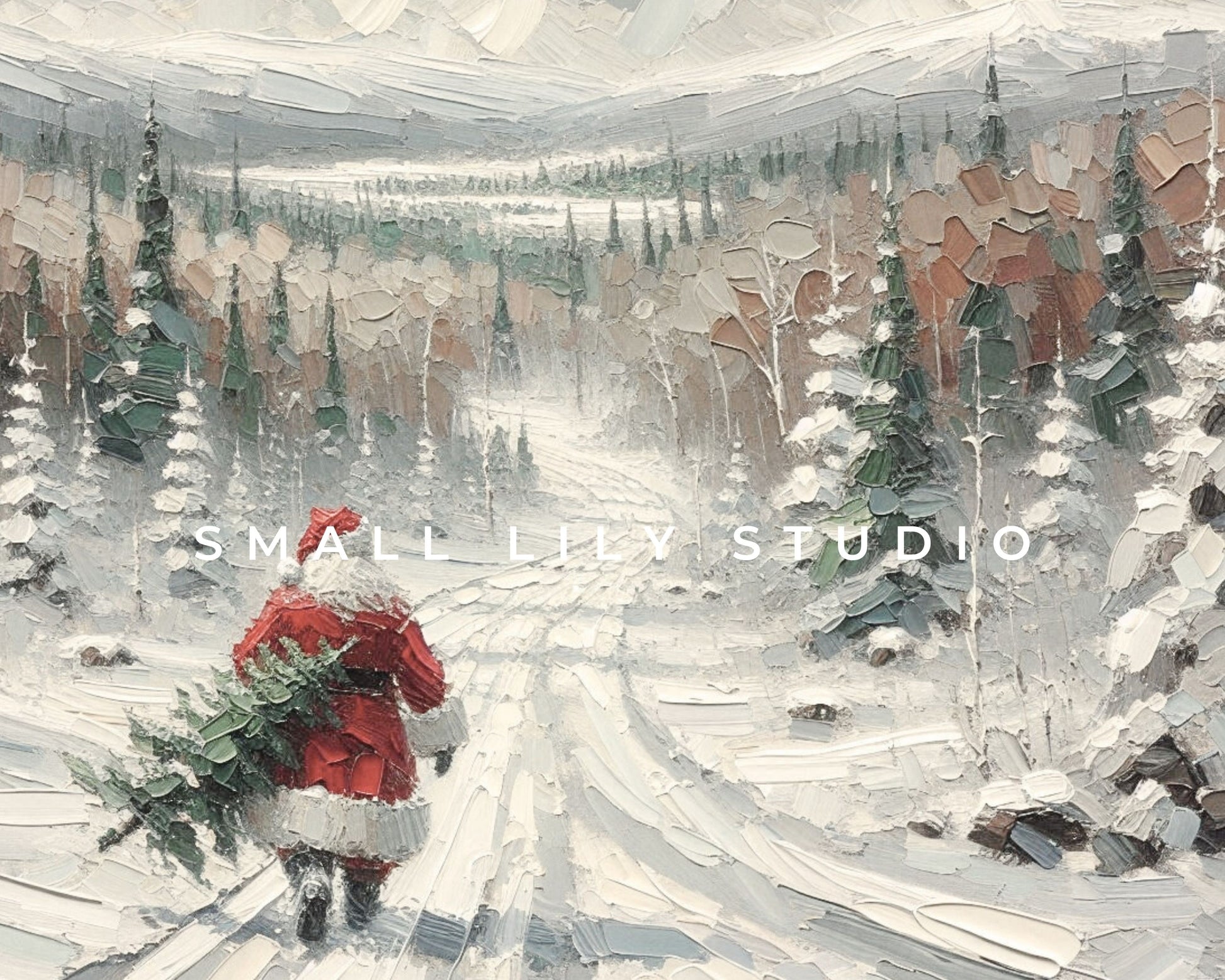 Santa Claus in Winter Landscape Christmas Frame TV Art