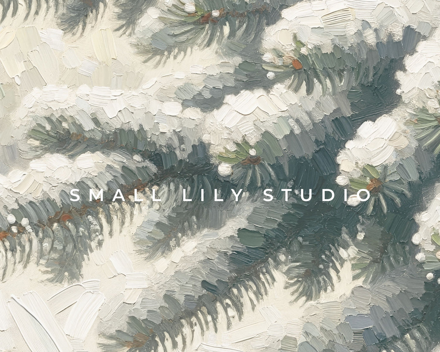 Pine Tree Branch in Snow Winter Frame TV Art