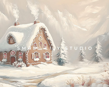 Christmas Frame TV Gingerbread House Art