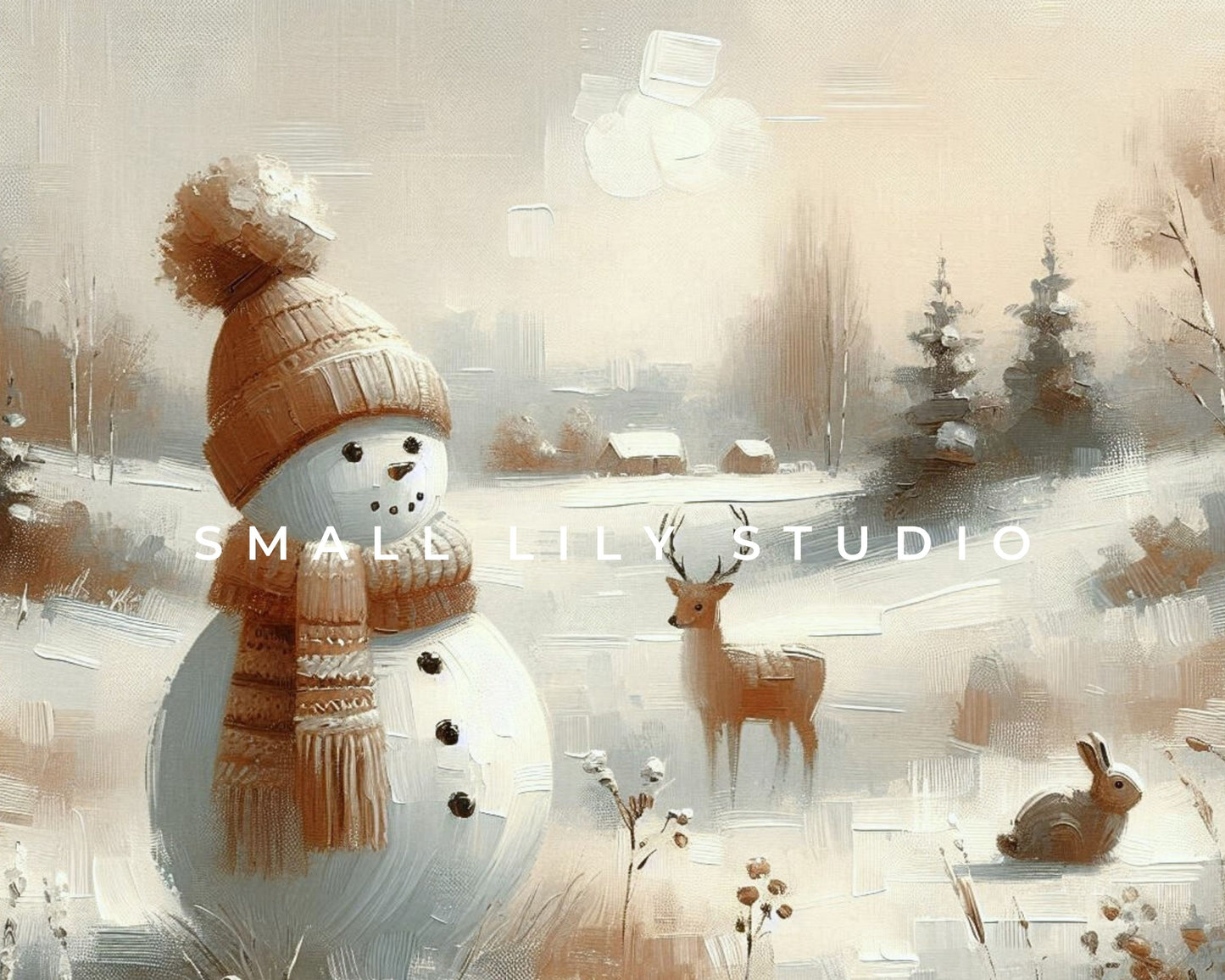 Snowman in Winter Landscape Christmas Frame TV Art