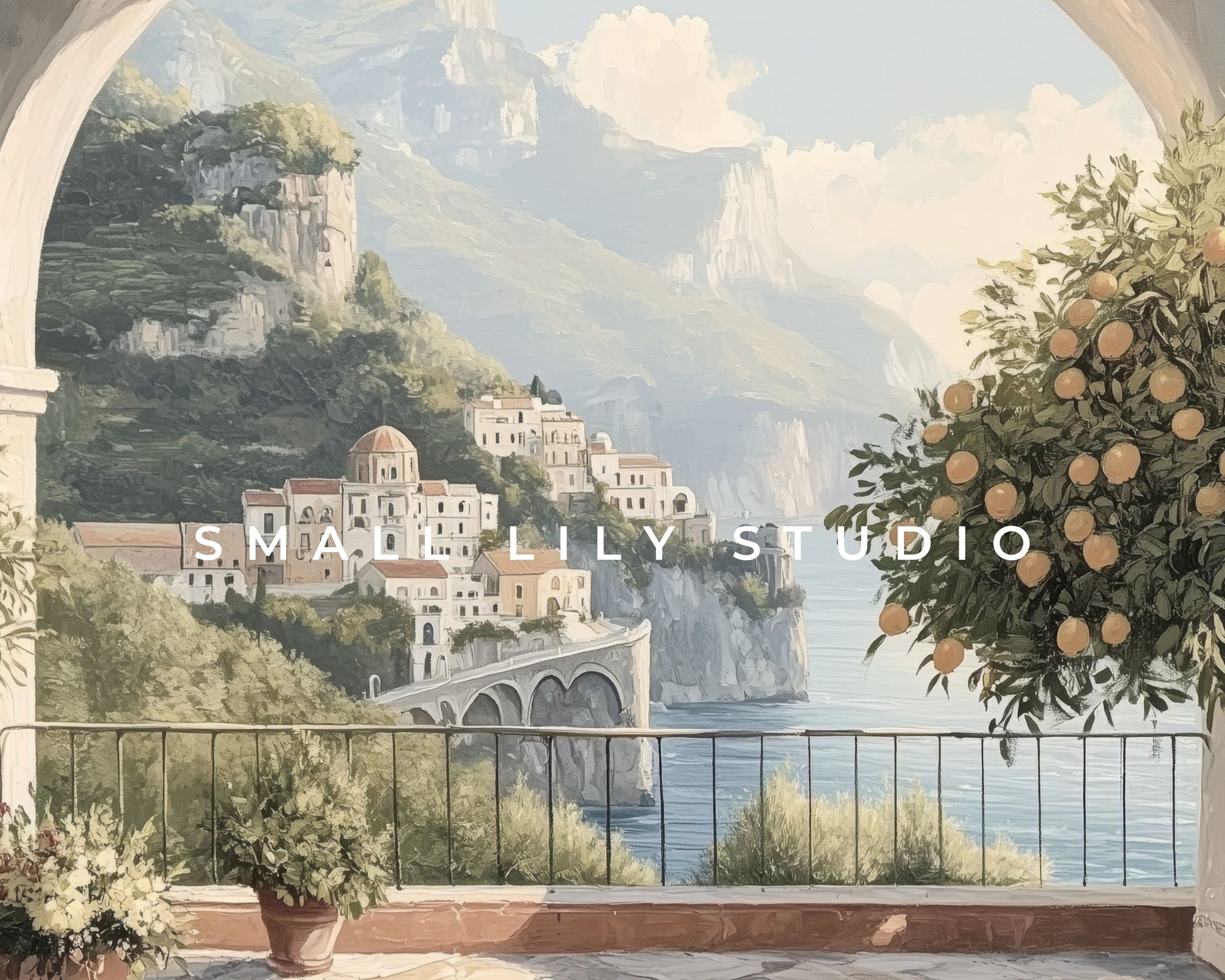 Summer Italian Terrace & Lemon Tree Frame TV Art