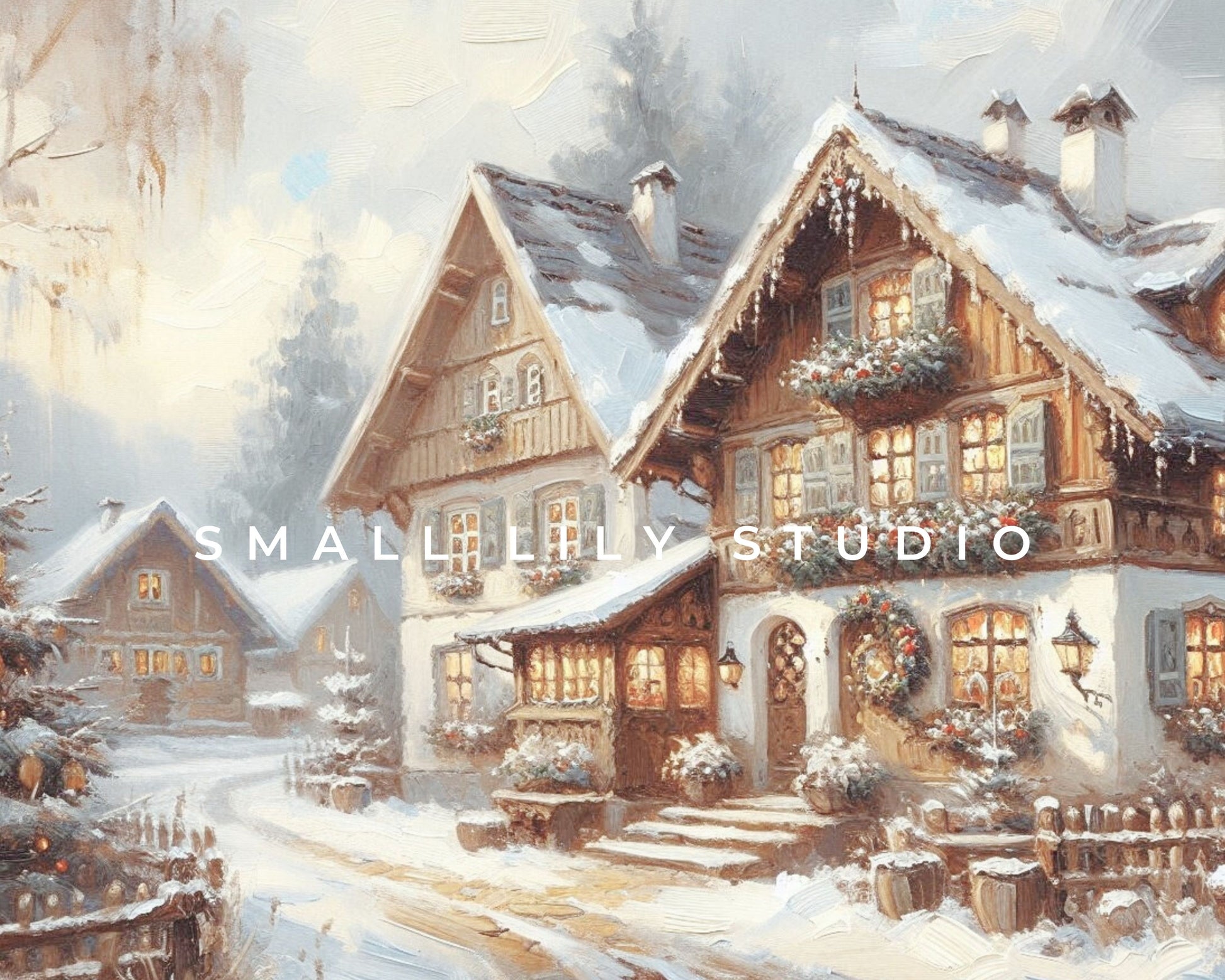 Bavarian Christmas Houses Frame TV Art