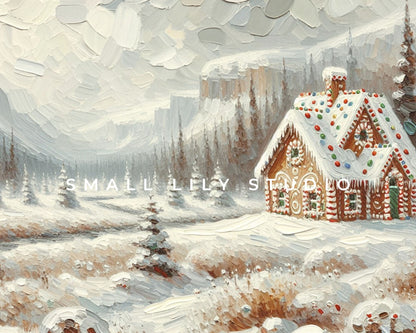 Gingerbread House in Winter Landscape Christmas Frame TV Art