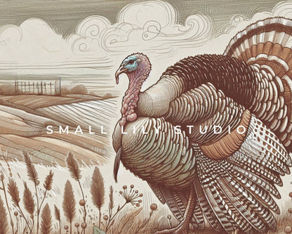 Thanksgiving Frame TV Art Turkey in Countryside