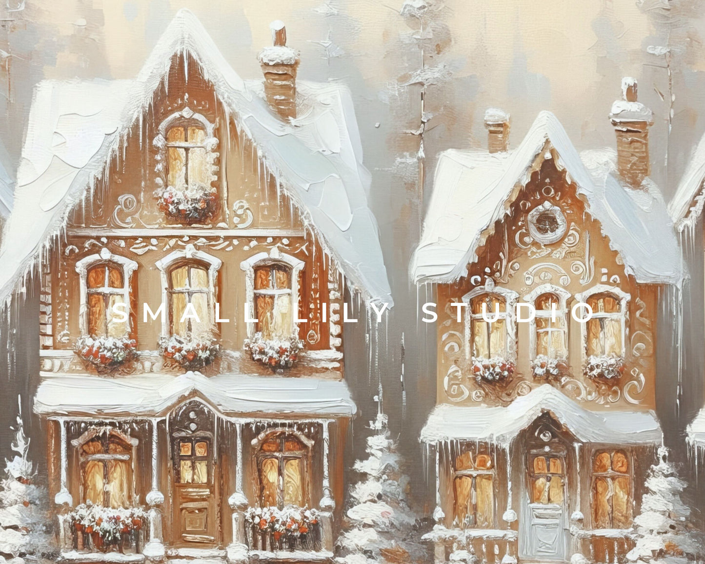 Gingerbread Houses Christmas Frame TV Art