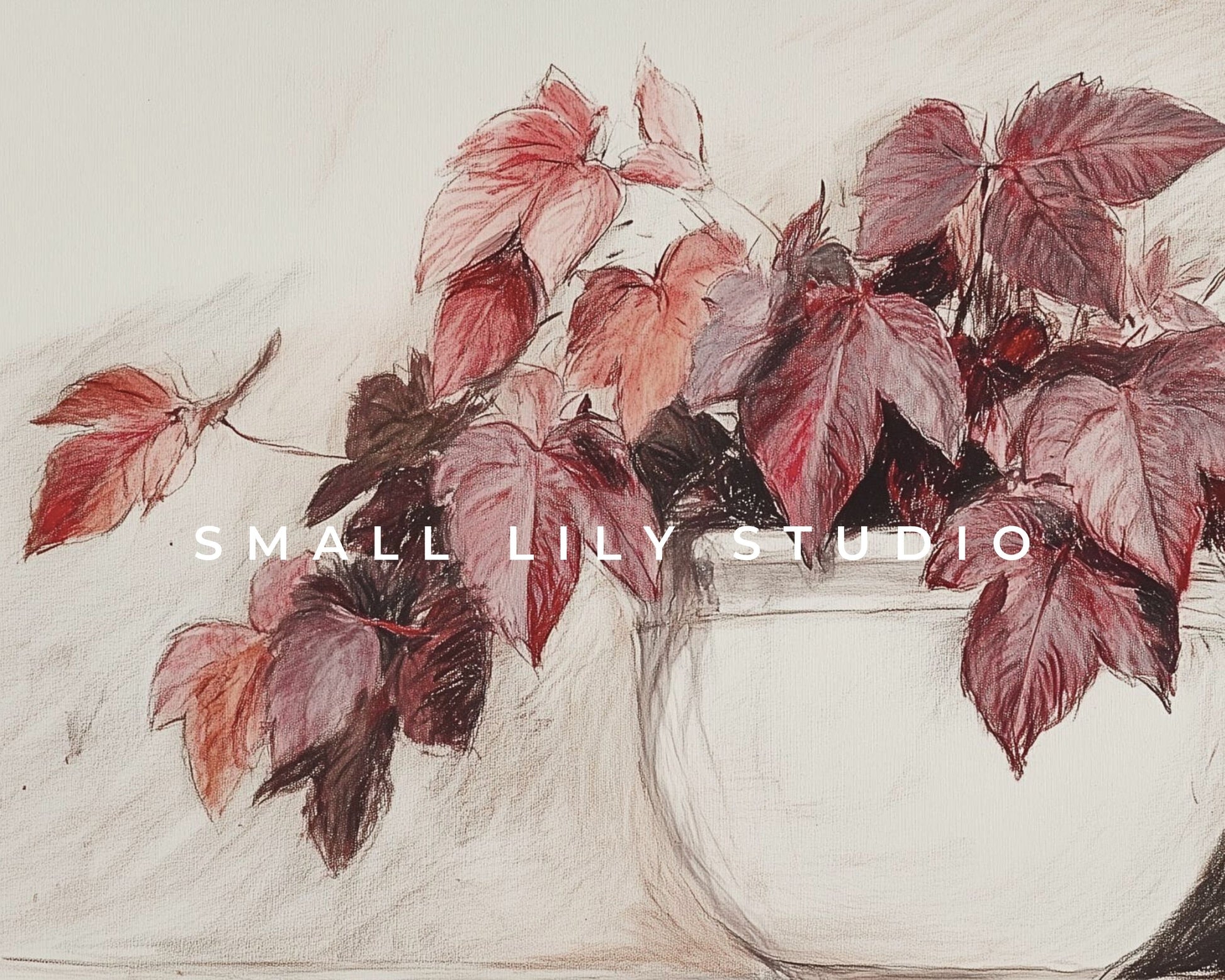 Red Fall Botanical Sketch Frame TV Art