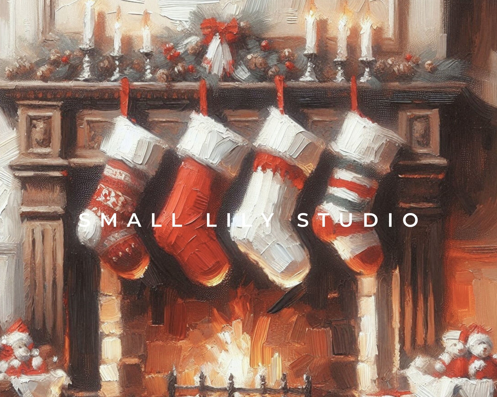 Christmas Stockings By Fireplace Frame TV Art