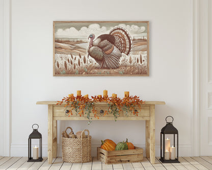 Thanksgiving Frame TV Art Turkey in Countryside