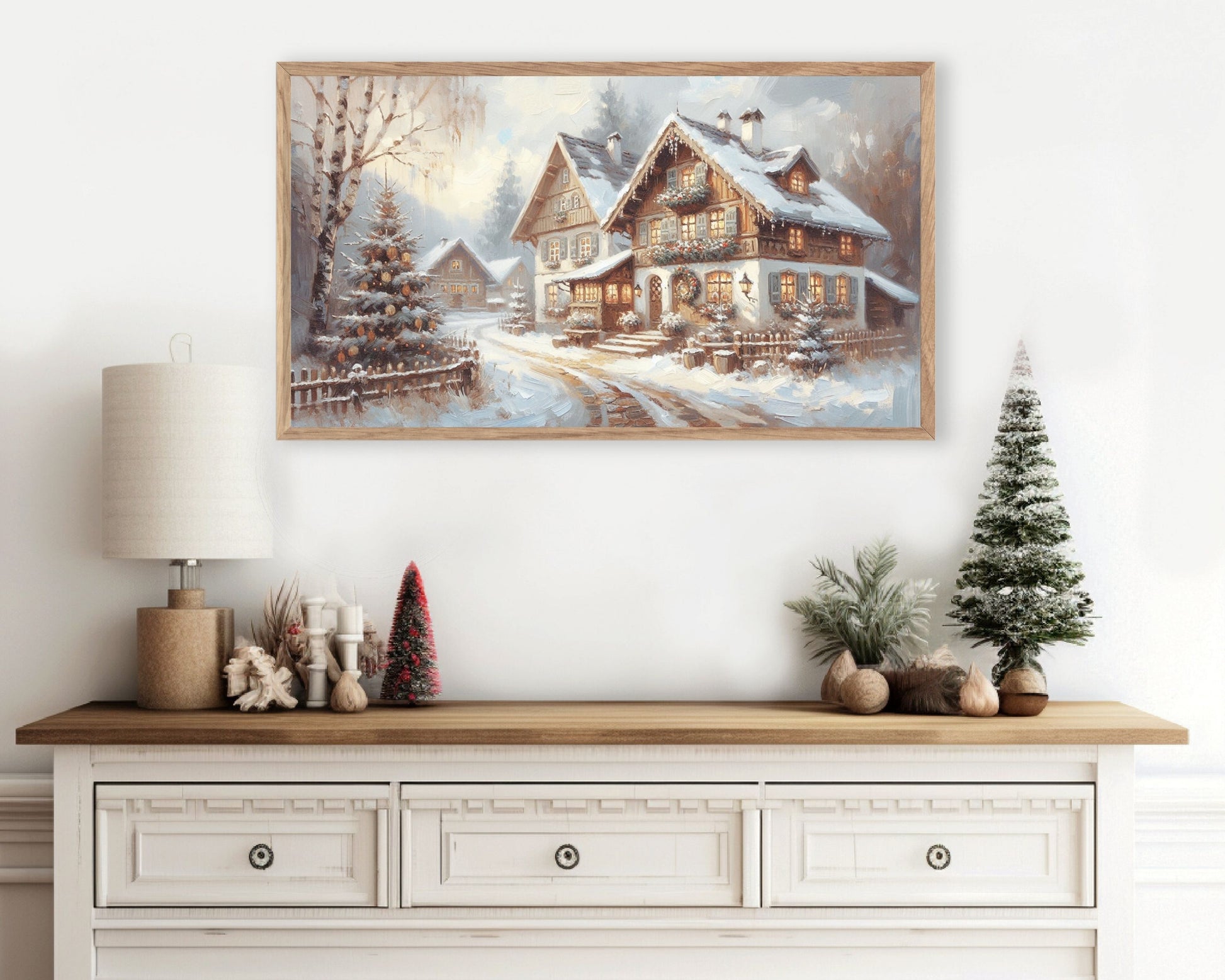 Bavarian Christmas Houses Frame TV Art