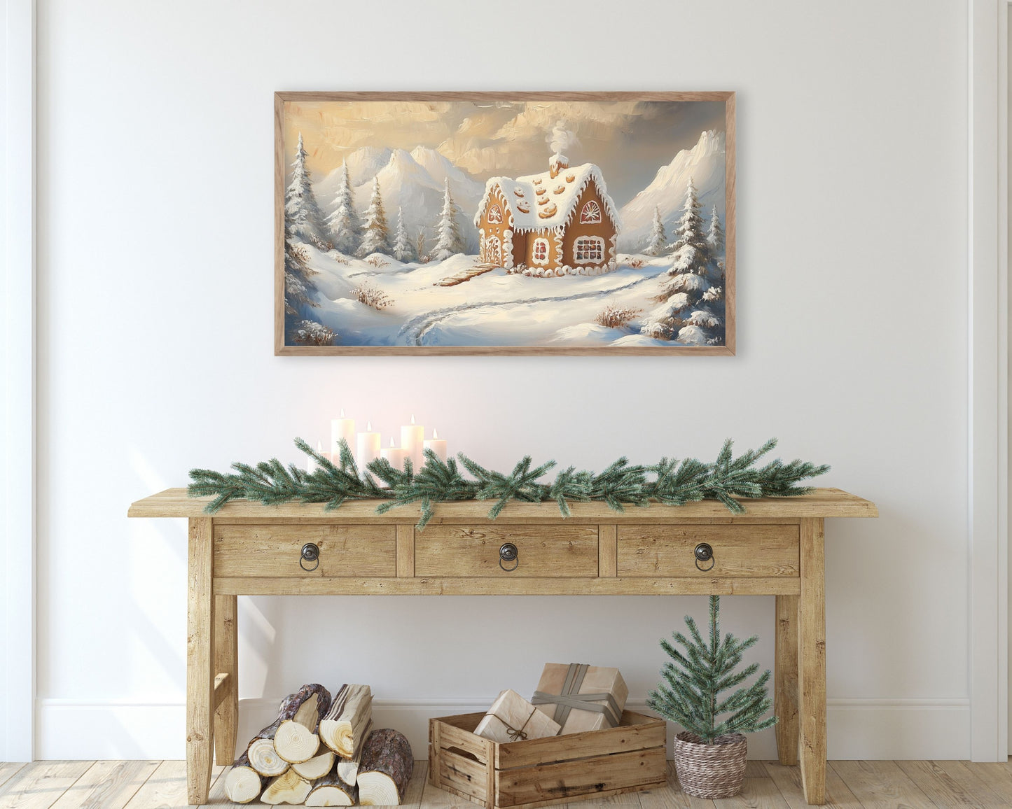 Cute Gingerbread House Frame TV Art