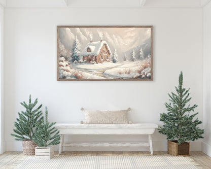 Christmas Frame TV Gingerbread House Art