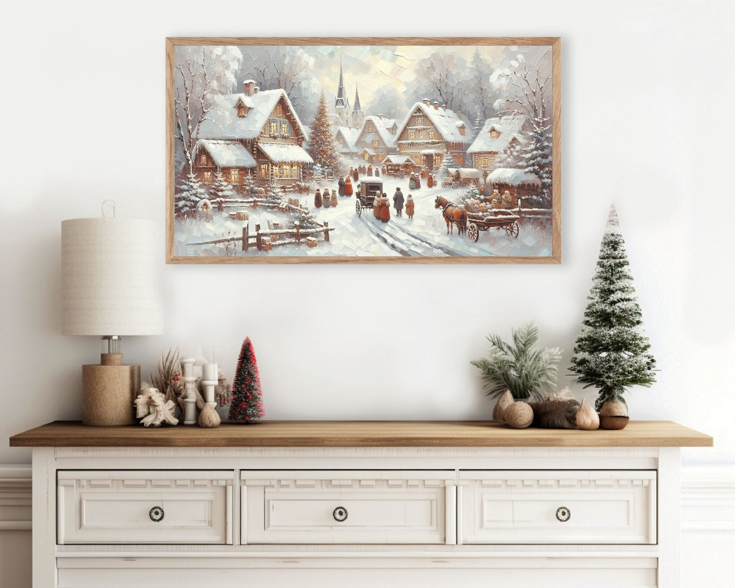 Christmas Village in Winter Frame TV Art