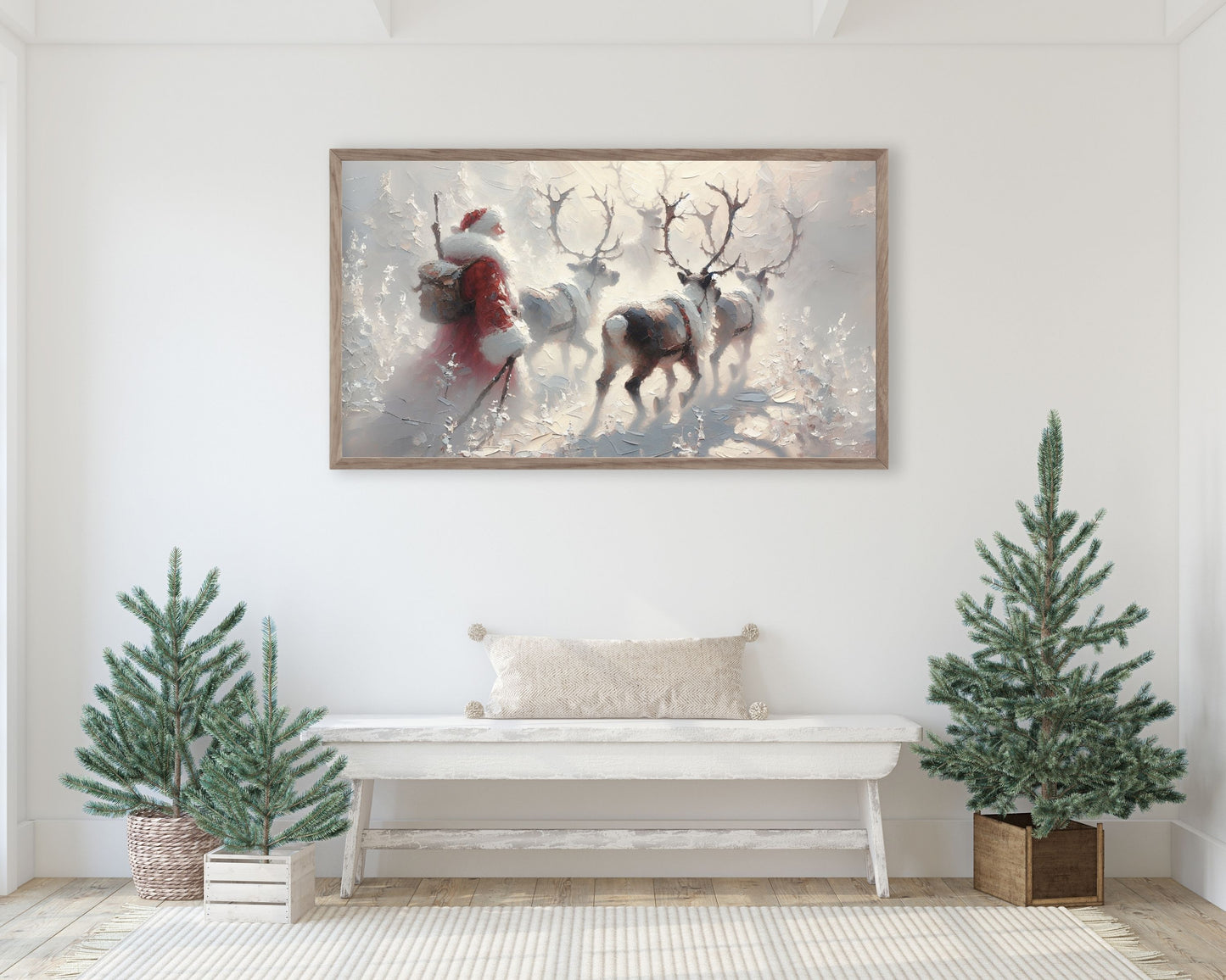 Santa and Reindeer Magical Christmas Frame TV Art