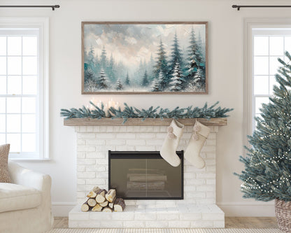 Snow Falling in Forest Christmas Frame TV Art